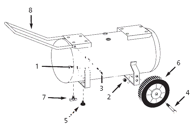 Air-Receiver Parts Diagram and Parts List for 2Z624D  Campbell Hausfeld Air Tool